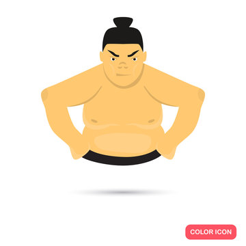 Sumo fighter color flat icon for web and mobile design