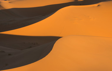 Fototapeta na wymiar Scenic and tranquil landscape of desert near Merzouga, Morocco