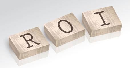 Obraz premium Word ROI composed from alphabet blocks vector illustration