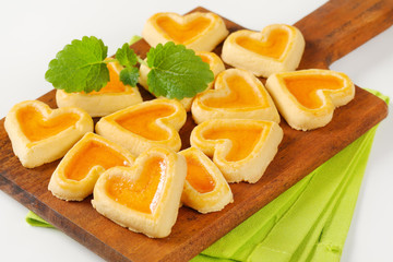 heart-shaped cookies with jam