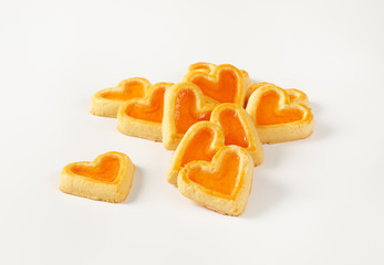 Fototapeta na wymiar heart-shaped cookies with jam