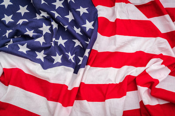 Closeup of American flag .