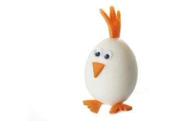 Food art creative concepts. Cute chicken over white background.