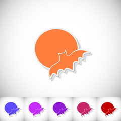 Bat. Flat sticker with shadow on white background