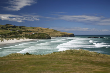 Fototapeta na wymiar Shoreline facing south at Dunedin, New Zealand.