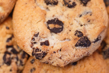Close up view of chocolate chips cookies