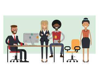 Scenes of people working in the office