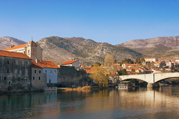 Fototapeta na wymiar Trebisnjica river near Old Town of Trebinje city. Bosnia and Herzegovina