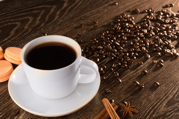 Coffee cup with coffee beans