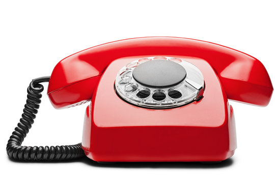 landline red  phone on a isolated white background
