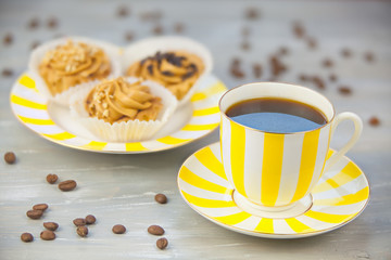 delicious hot black coffee in  beautiful mug