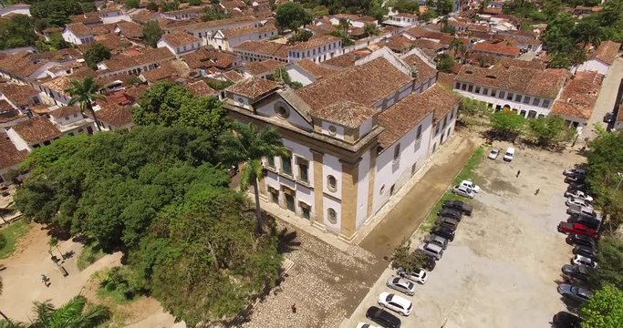 Aerial View of Church Matriz Nossa Senhora do Remedios in Paraty, Rio de Janeiro, Brazil