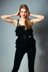 Fototapeta premium Beautiful young model posing in the studio.