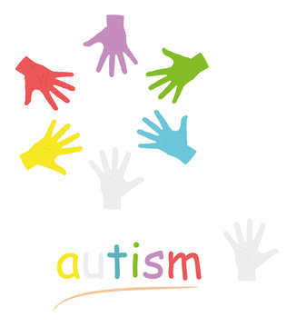 hands of different colors in a circle. symbol of autism. vector illustration.