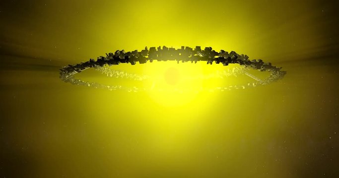 Dyson swarm, ring world. Alien megastructure surrounding a star , built to capture the energy needed by advanced civilizations. 3d render.