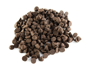 chocolate chip on white background