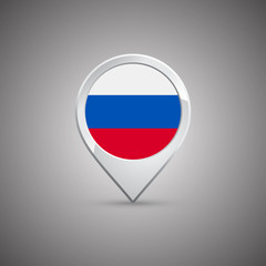 round location pin with flag of russia