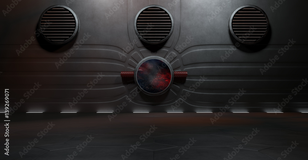 Wall mural space environment, ready for comp of your characters.3d rendering