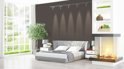 Modern bright interior . 3D rendering
