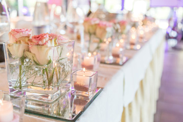 Table set for an event party or wedding reception