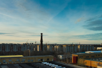 Voronezh. A view of the city from the roof of an abandoned factory building.