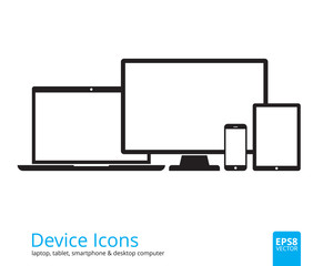 Smartphone, Tablet, Laptop and Desktop Computer Icons