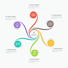 Swirl style infographic template with 6 options