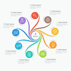 Swirl style infographic template with 9 options.