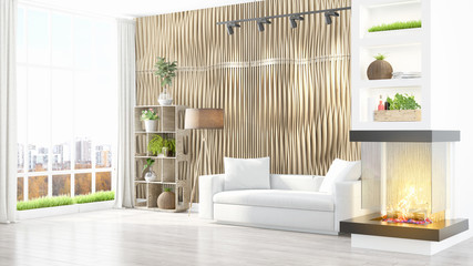 Modern bright interior . 3D rendering