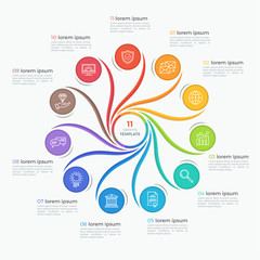 Swirl style infographic template with 11 options.