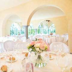 Table set for an event party or wedding reception