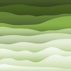 Material design vector backdrop. Abstract colorful bright background in green tones of the undulating shapes.