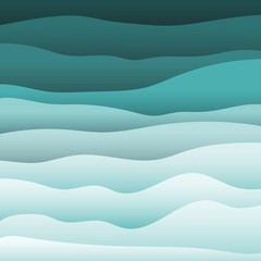 Material design vector backdrop. Abstract colorful bright background in blue and turquoise tones of the undulating shapes.