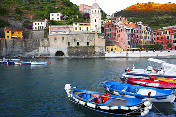 Obraz premium Boats, Vernazza, Cinque Terra, Italy
