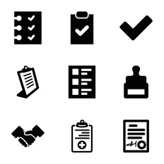 Set of 9 agreement filled icons