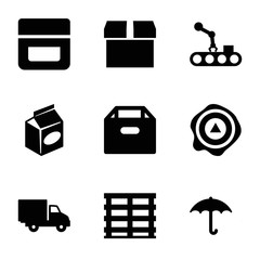 Set of 9 packaging filled icons
