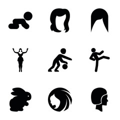 Set of 9 young filled icons