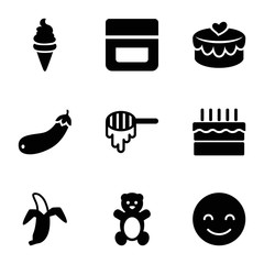 Set of 9 sweet filled icons