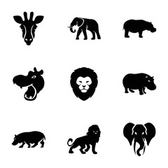 Set of 9 safari filled icons