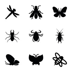 Set of 9 insect filled icons
