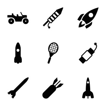 Set of 9 rocket filled icons