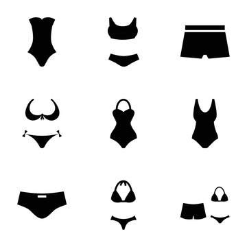 Set of 9 swimsuit filled icons