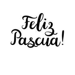 Fototapeta na wymiar Happy Easter in Spanish. Modern Calligraphy Greeting Card. Brush Lettering.