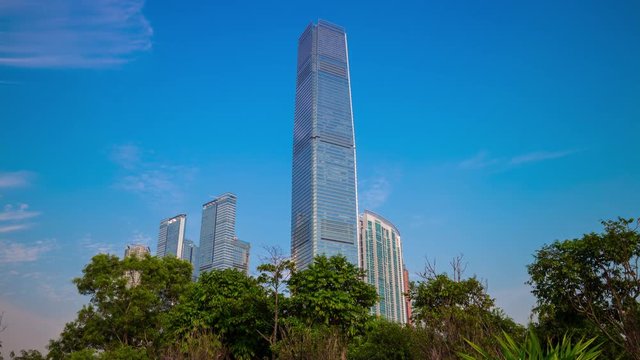 Day Hong Kong Kowloon Island International Commerce Centre 4k Time Lapse China
