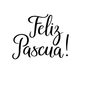 Happy Easter in Spanish. Modern Calligraphy Greeting Card. Brush Lettering.