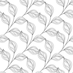 Vector Monochrome Seamless Floral Pattern