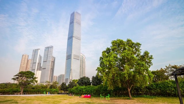 famous hong kong kowloon island tower park day light panorama 4k time lapse china
