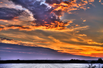 sunset, sky, clouds, sun