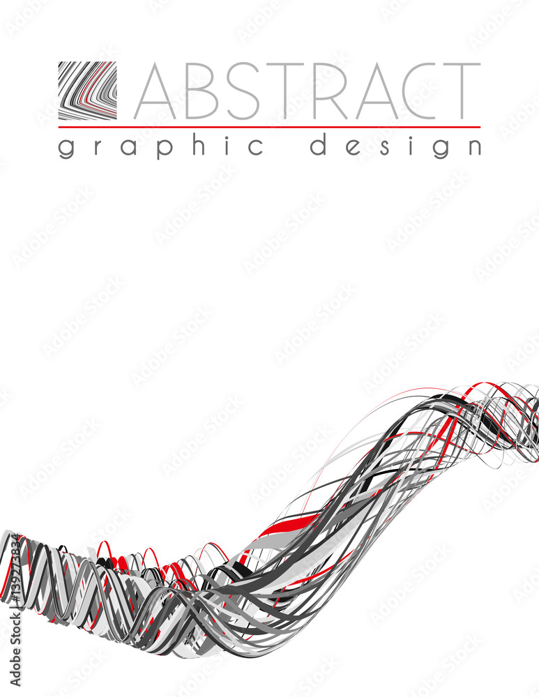 Poster wave. abstract template with black, red and gray strips. vector