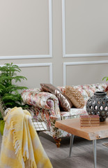 high quality furniture style living room concept interior chair and yellow blank